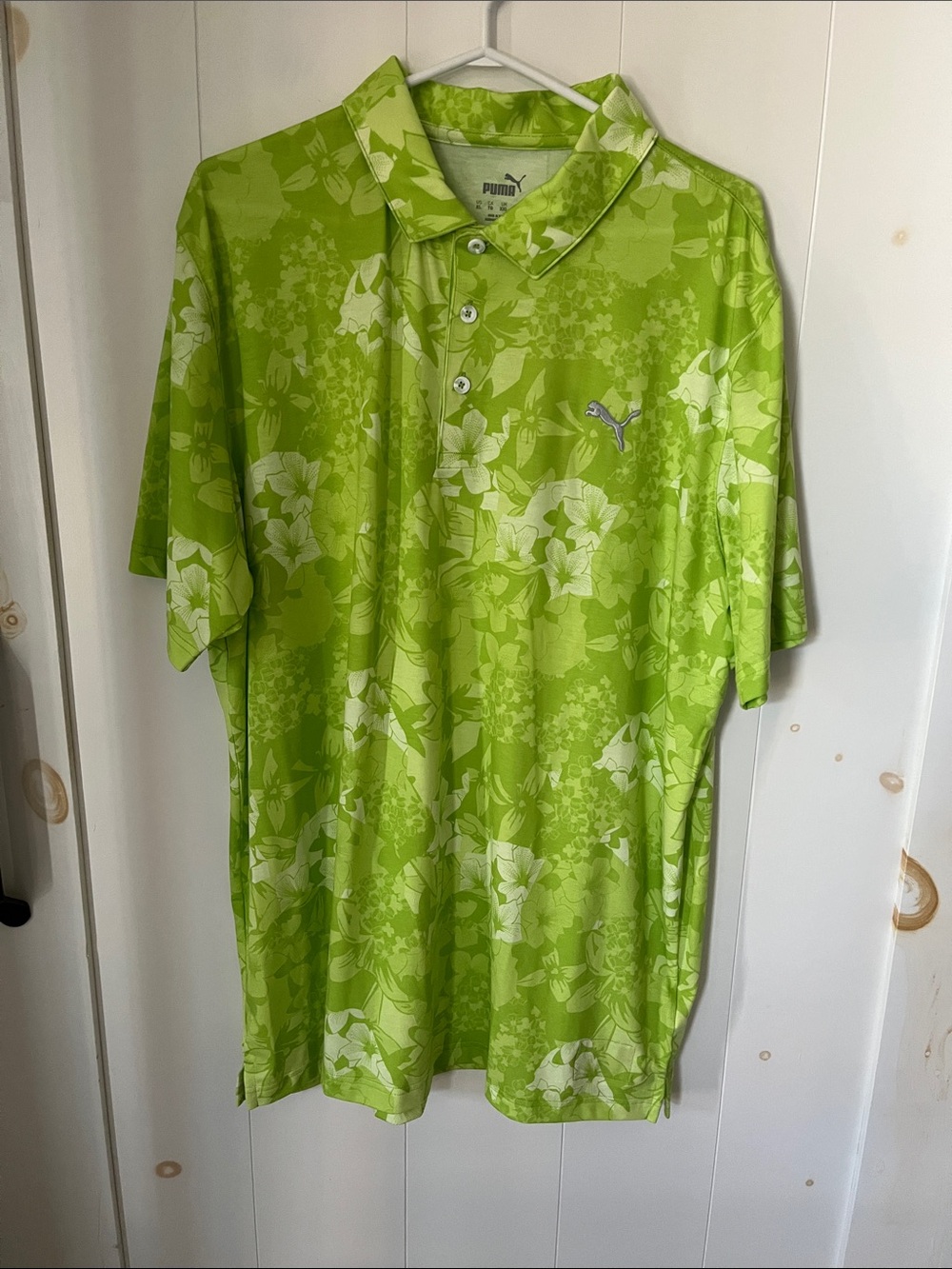 Puma Men’s Bright Lime Green Floral Polo